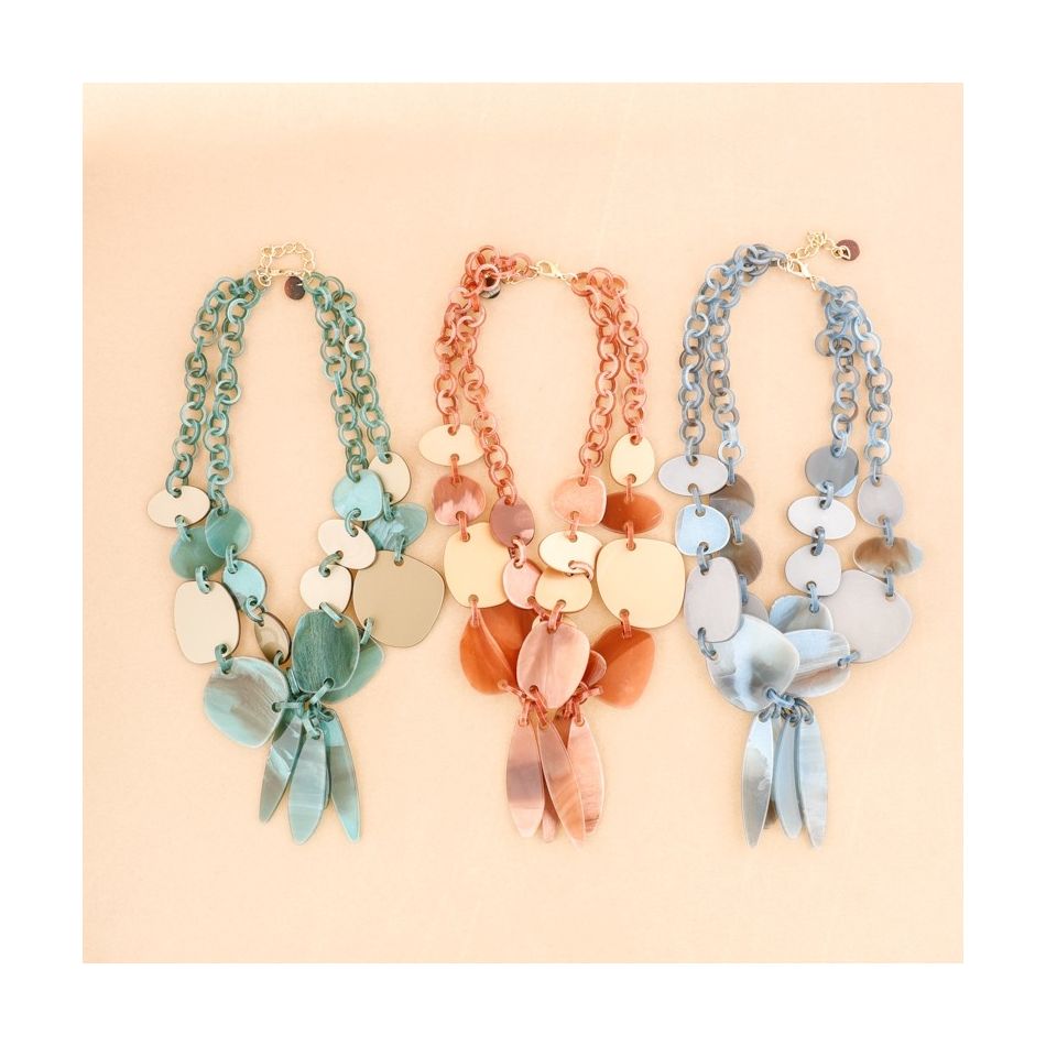 DOUBLE RESIN BEADS SHORT NECKLACE