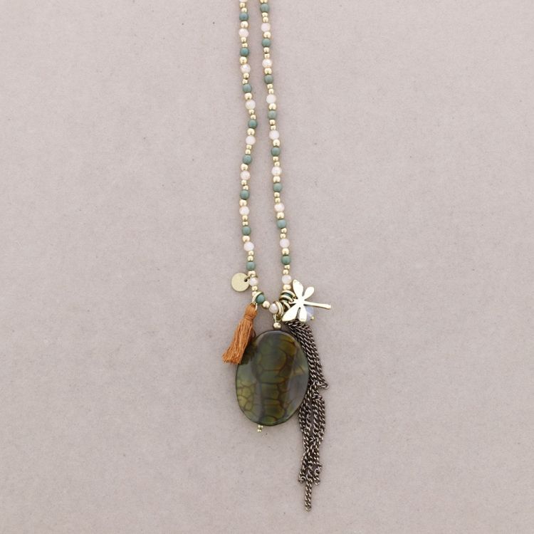 LONG STONE PENDANT NECKLACE