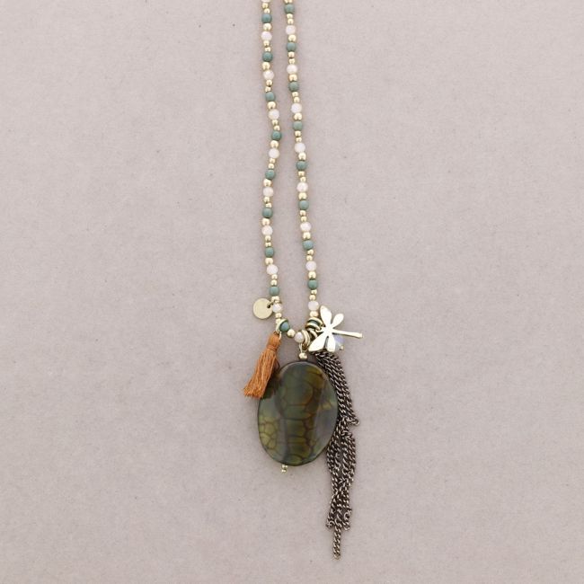 COLLAR LARGO PIEDRAS COLGANTE