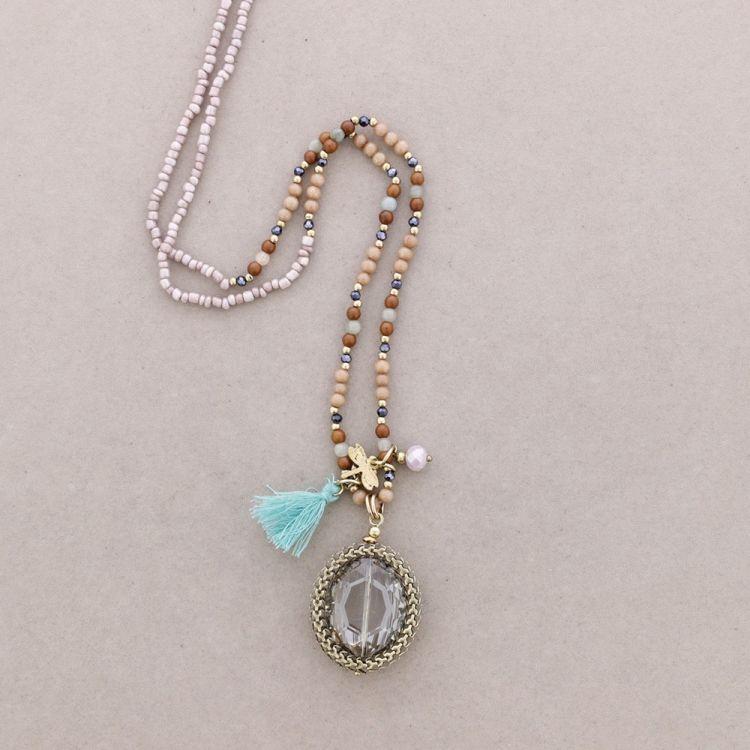 COLLAR LARGO PIEDRAS COLGANTE