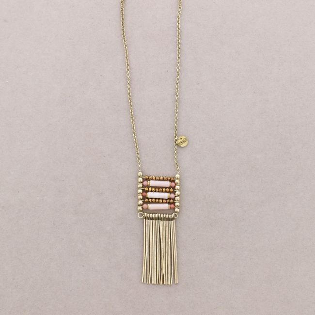 LONG PENDANT NECKLACE METAL STONES