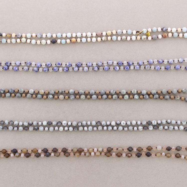 LONG NECKLACE WITH FACETED STONE BEADS 2