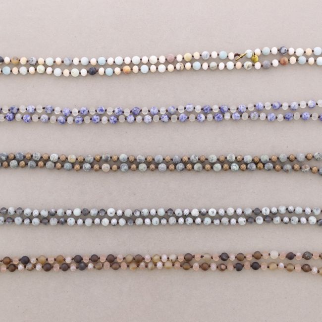 LONG NECKLACE WITH FACETED STONE BEADS