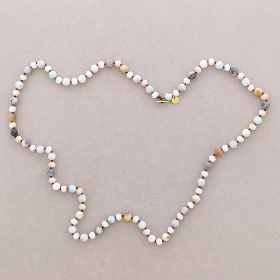 LONG NECKLACE WITH FACETED STONE BEADS