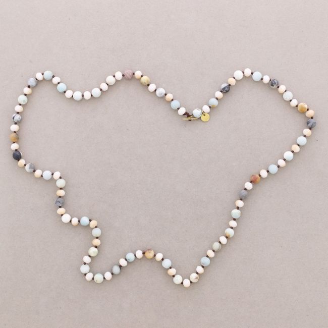 LONG NECKLACE WITH FACETED STONE BEADS
