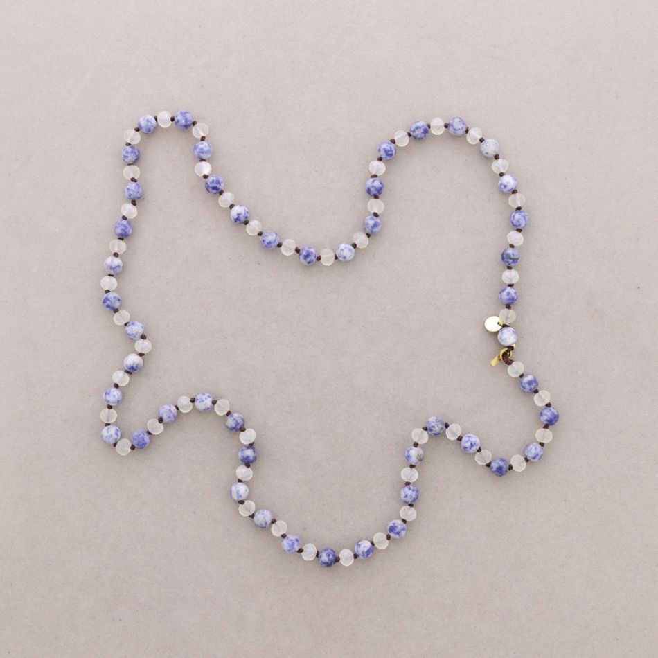 LONG NECKLACE WITH FACETED STONE BEADS