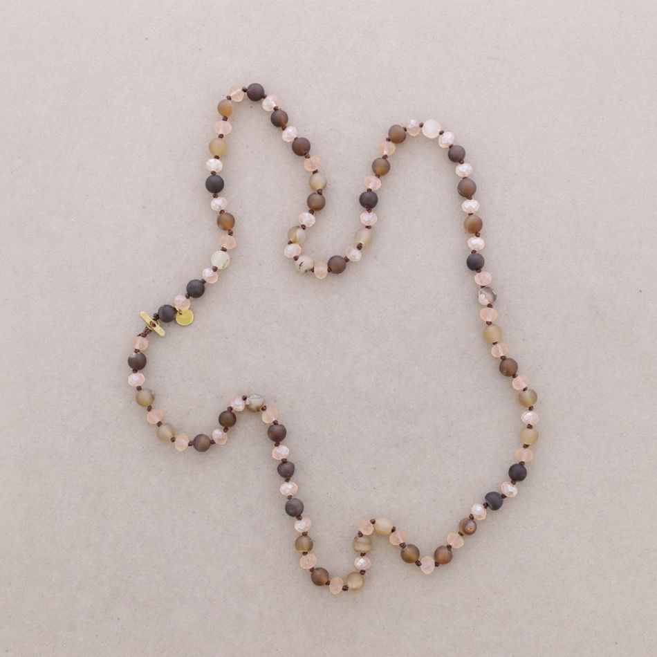 LONG NECKLACE WITH FACETED STONE BEADS