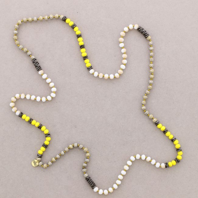 LONG NECKLACE WITH METAL FACETED BEADS