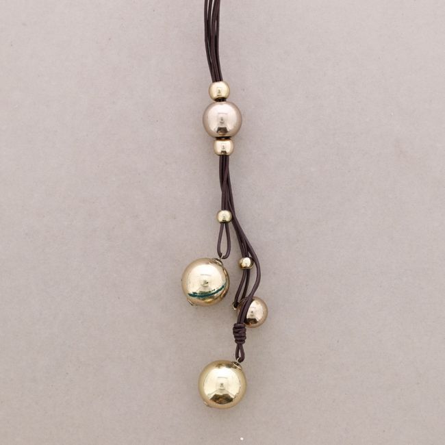 LONG LEATHER BEADED NECKLACE