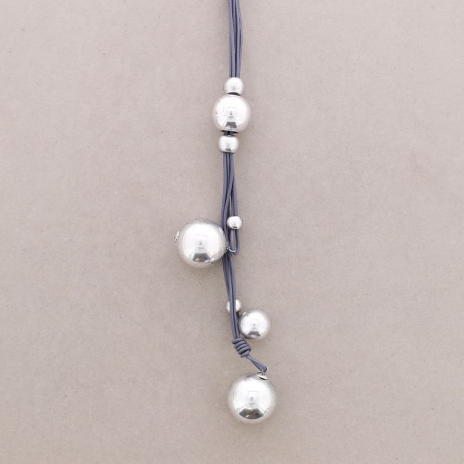 LONG LEATHER BEADED NECKLACE