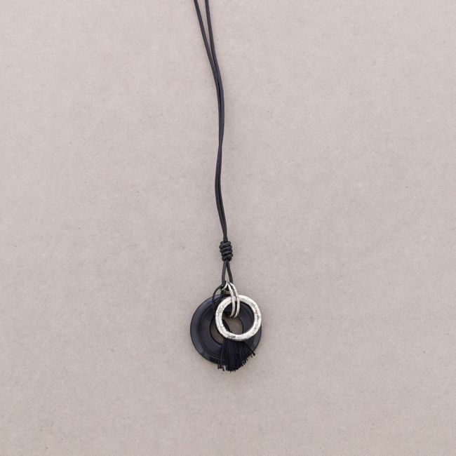 LONG PENDANT NECKLACE STONE FRINGES