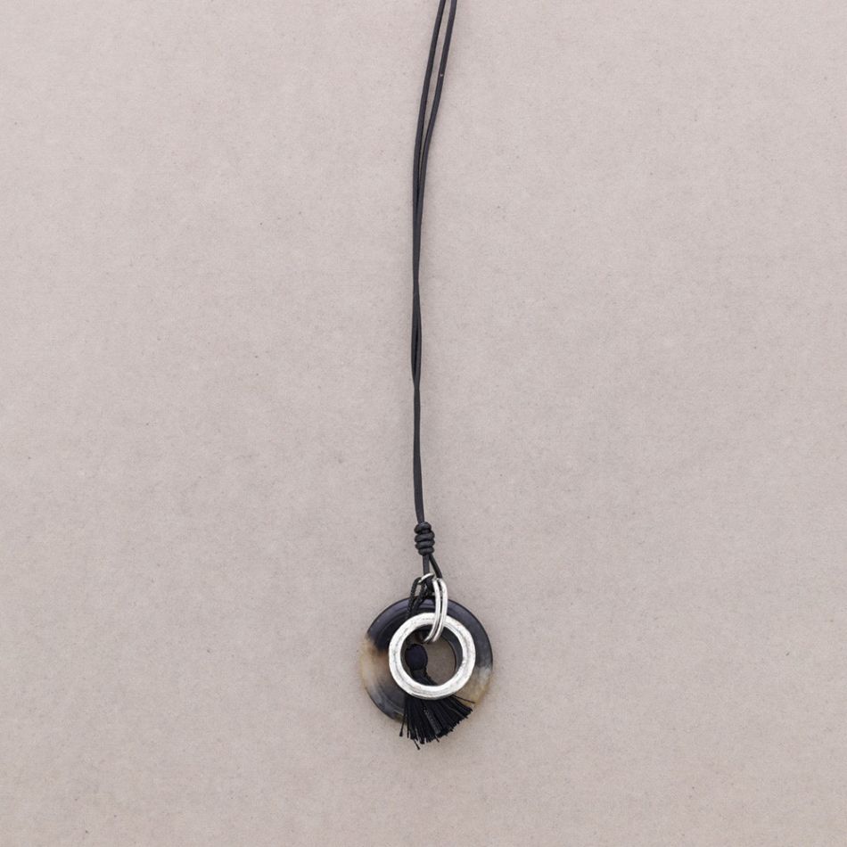 LONG PENDANT NECKLACE STONE FRINGES