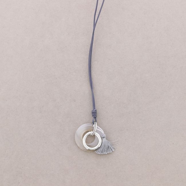 LONG PENDANT NECKLACE STONE FRINGES