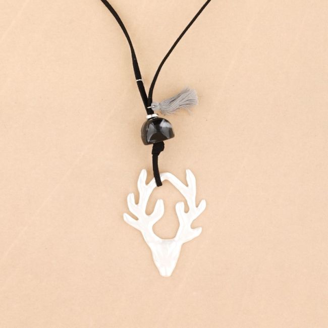 METAL DEER LONG PENDANT NECKLACE