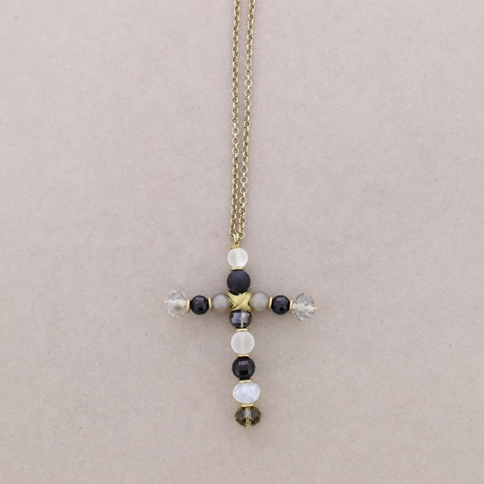 COLLAR LARGO COLG CRUZ PIEDRAS