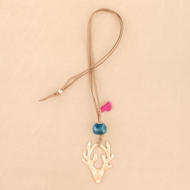 METAL DEER LONG PENDANT NECKLACE