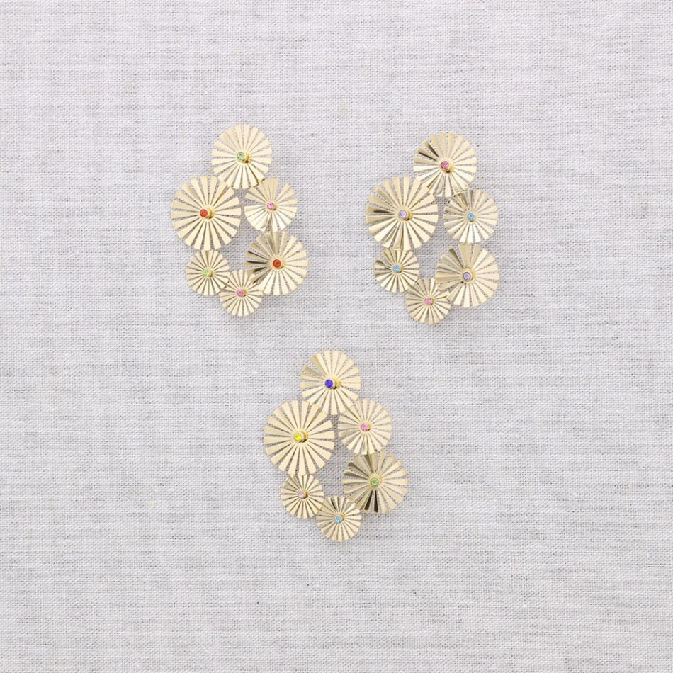 BROCHE ACERO FLORES PIEDRAS