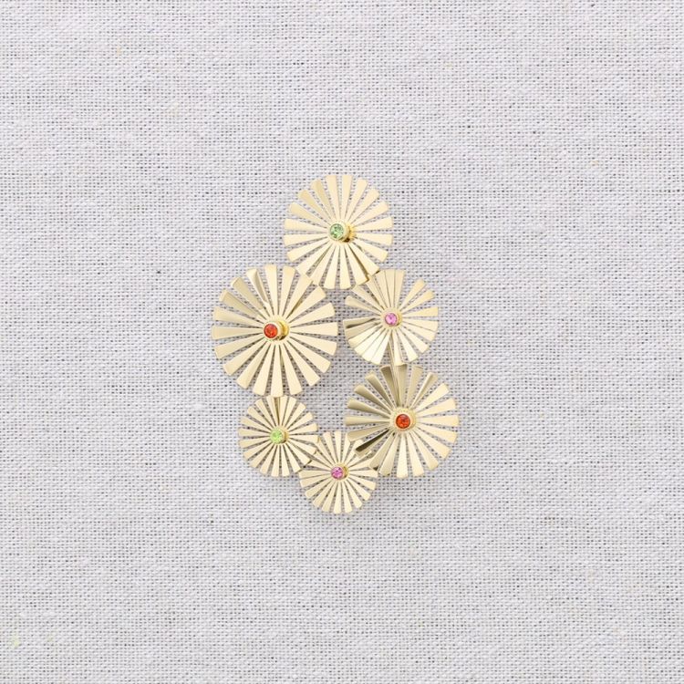 BROCHE ACERO FLORES PIEDRAS