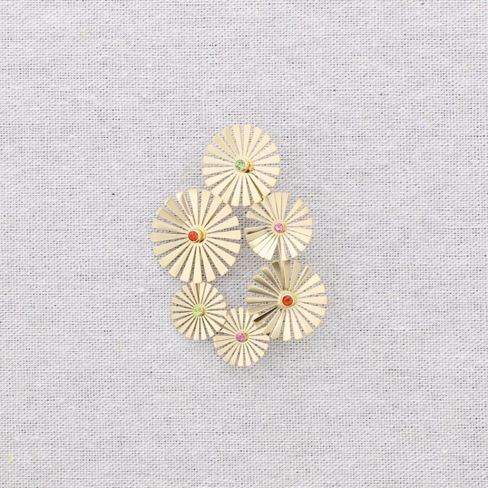 BROCHE ACERO FLORES PIEDRAS