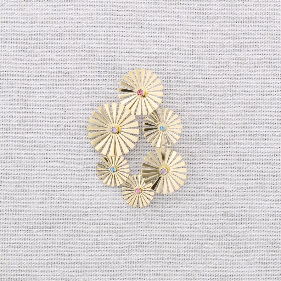 BROCHE ACERO FLORES PIEDRAS