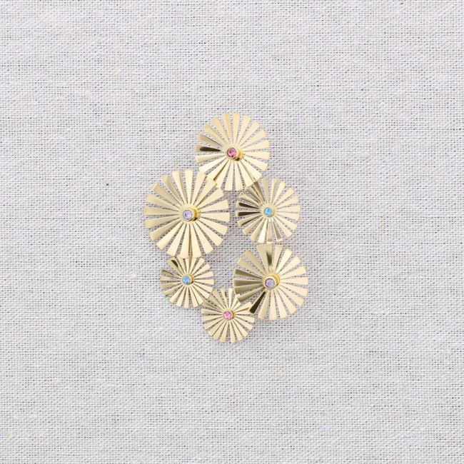 BROCHE ACERO FLORES PIEDRAS