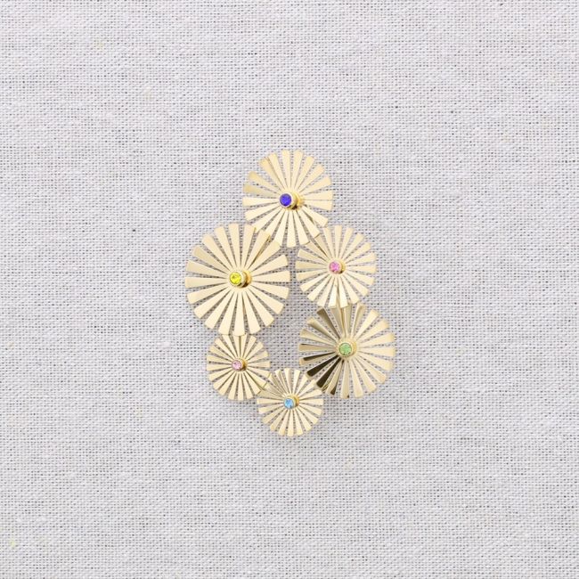BROCHE ACERO FLORES PIEDRAS