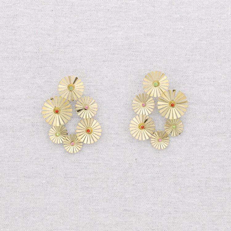 STONE FLOWER STEEL EARRINGS 2