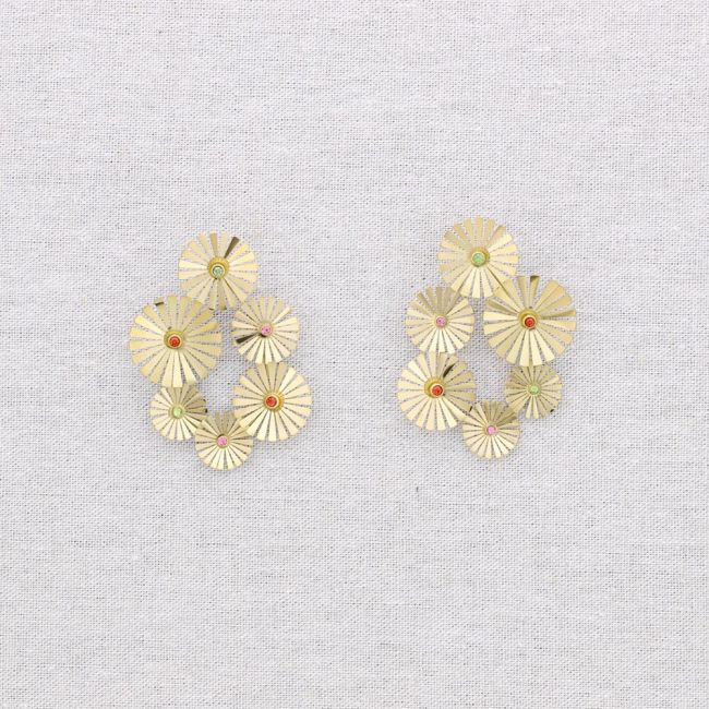 STONE FLOWER STEEL EARRINGS