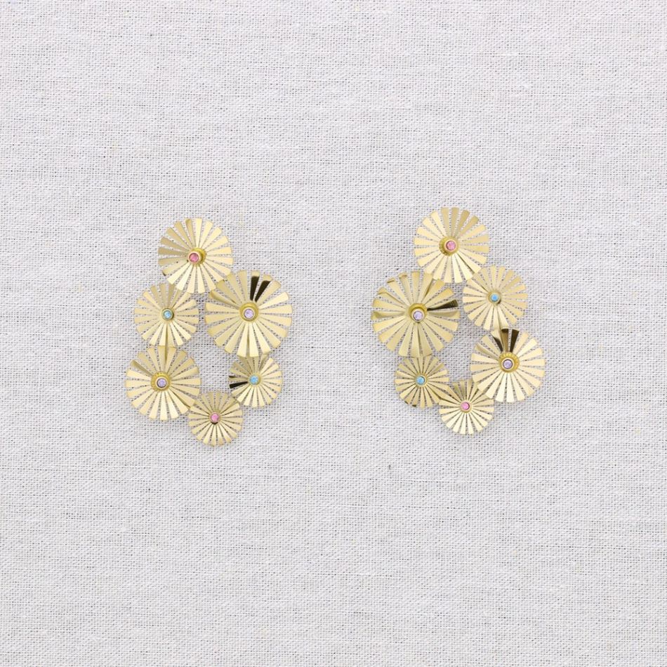 STONE FLOWER STEEL EARRINGS