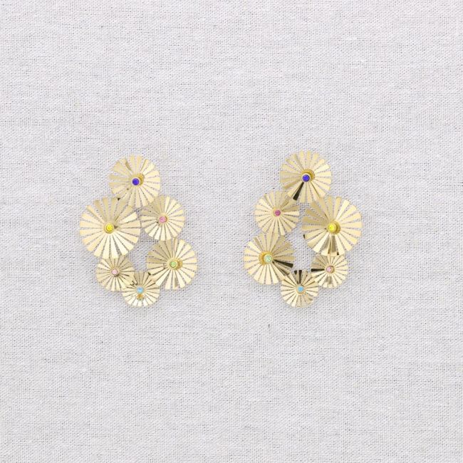STONE FLOWER STEEL EARRINGS