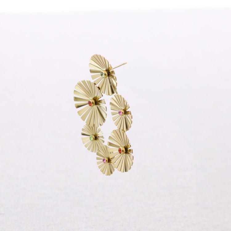 STONE FLOWER STEEL EARRINGS