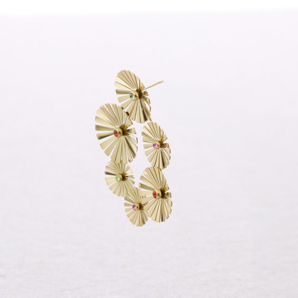 PENDIENTES ACERO FLORES PIEDRAS