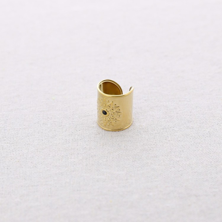 CRYSTAL OPEN STEEL RING