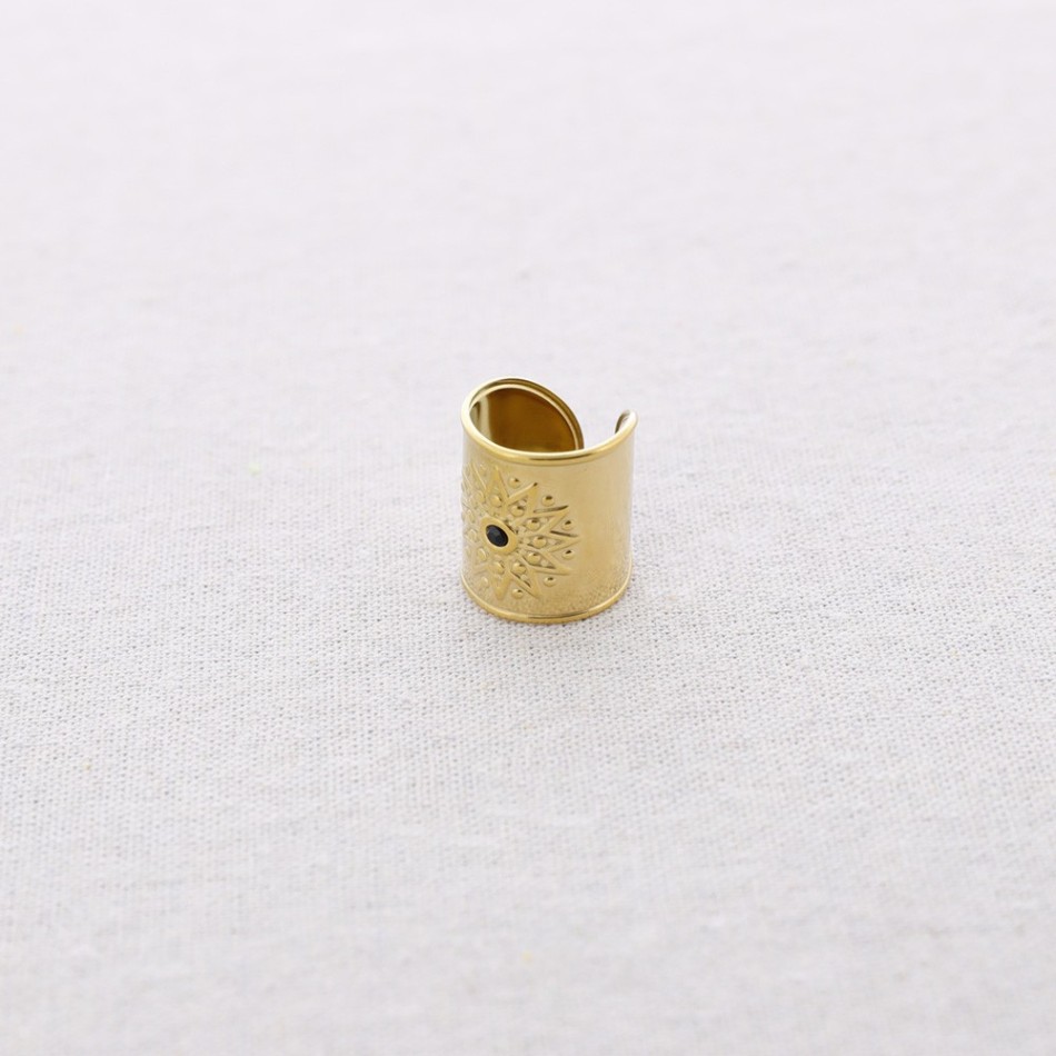 CRYSTAL OPEN STEEL RING