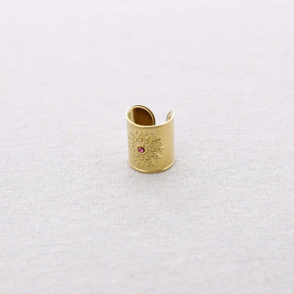 ANILLO ACERO ABIERTO CRISTAL