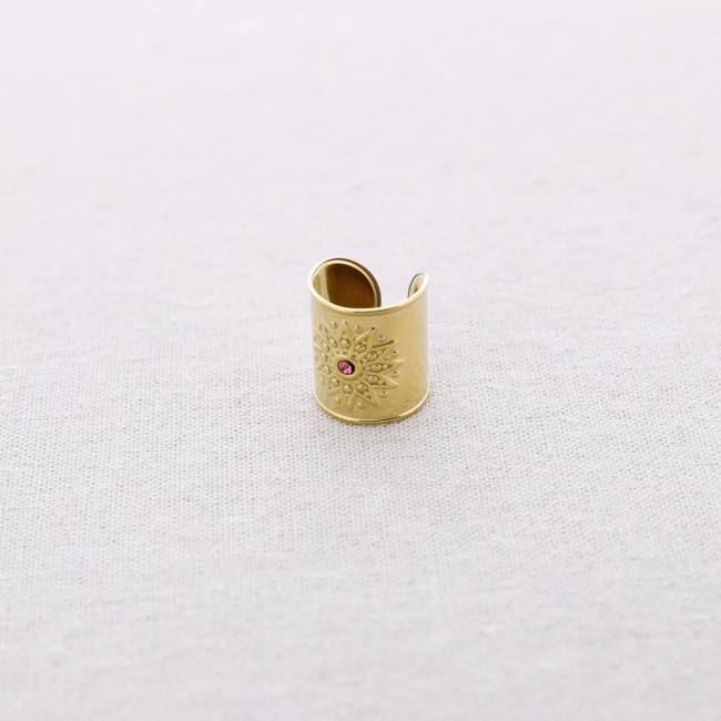 ANILLO ACERO ABIERTO CRISTAL