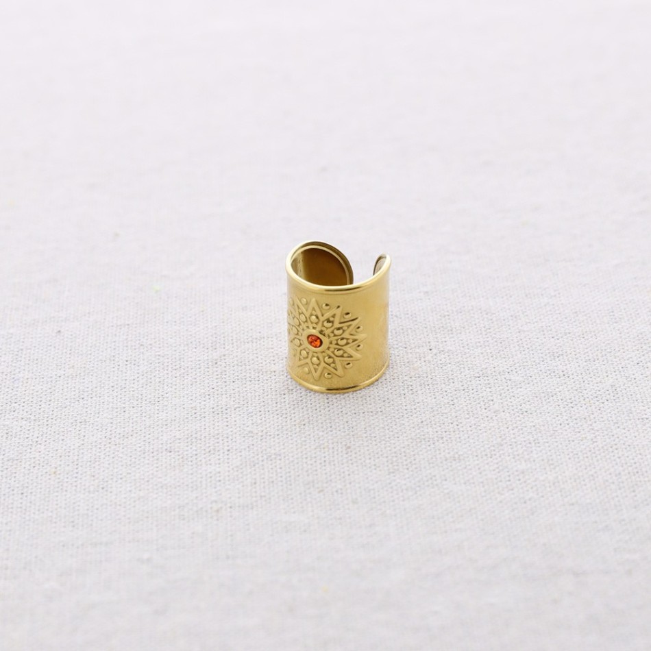 CRYSTAL OPEN STEEL RING