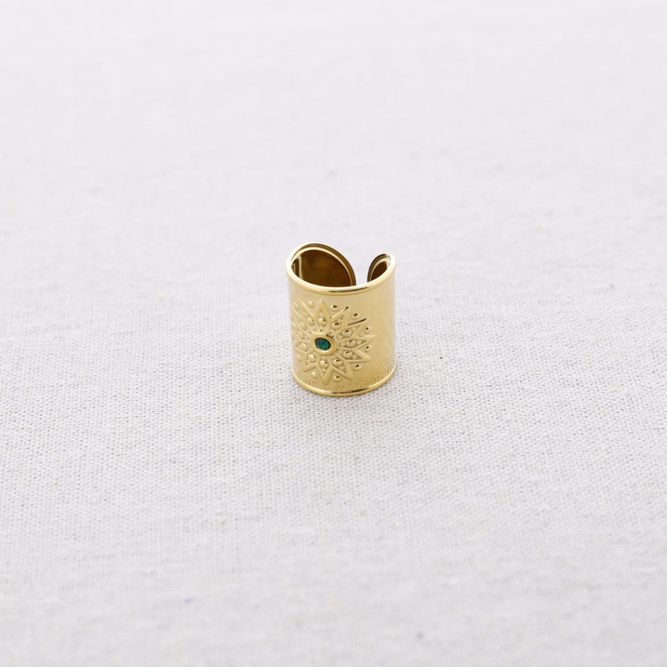 CRYSTAL OPEN STEEL RING