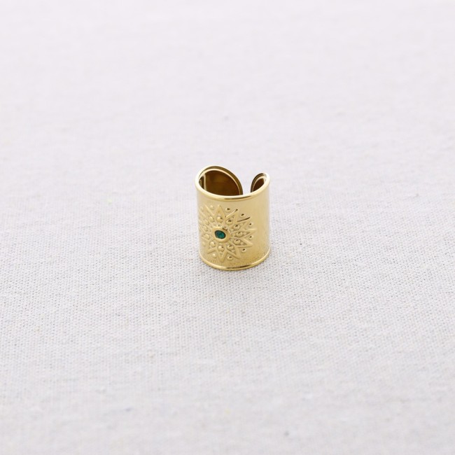 CRYSTAL OPEN STEEL RING