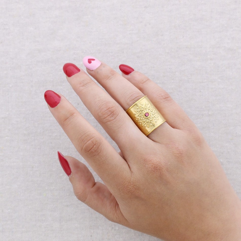 ANILLO ACERO ABIERTO CRISTAL