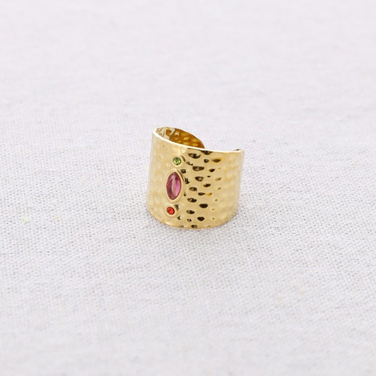 ANILLO ACERO ABIERTO CRISTAL 2