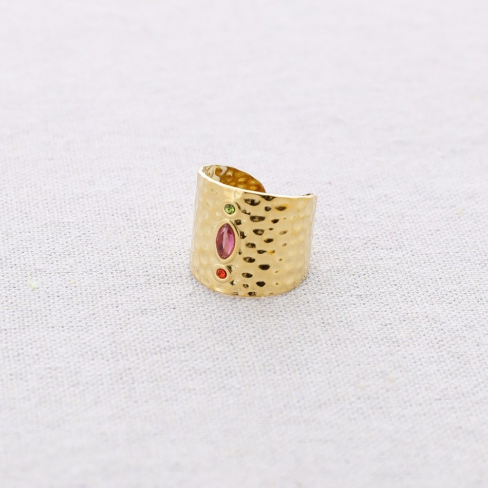 CRYSTAL OPEN STEEL RING