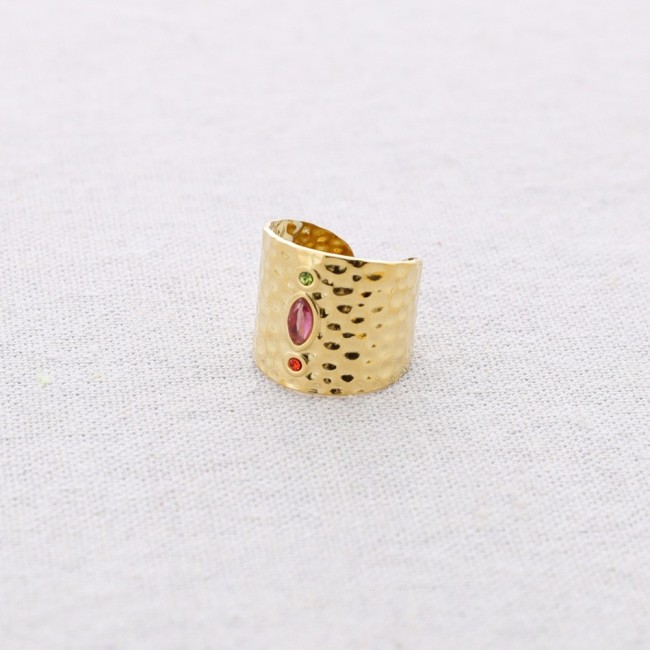 CRYSTAL OPEN STEEL RING