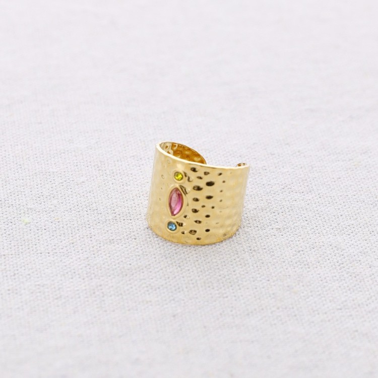 CRYSTAL OPEN STEEL RING
