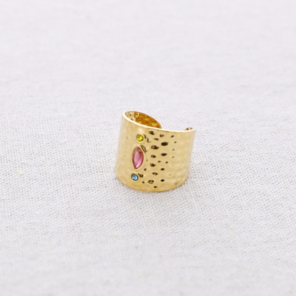 CRYSTAL OPEN STEEL RING