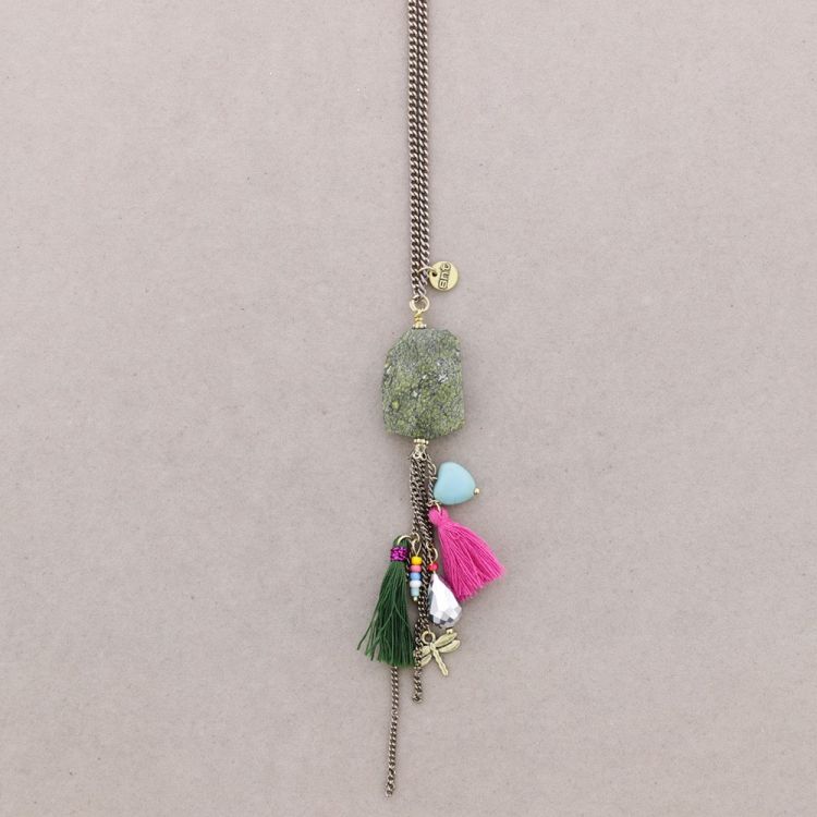 COLLAR LARGO COLG. CUENTAS FLECOS