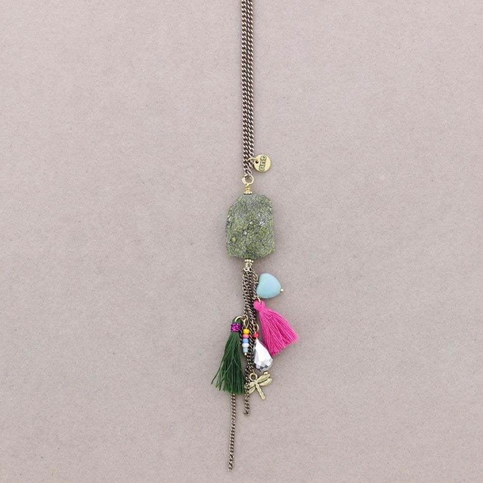 COLLAR LARGO COLG. CUENTAS FLECOS