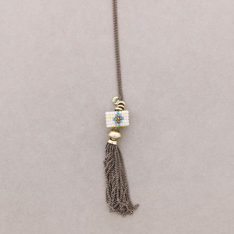 LONG FRINGE PENDANT NECKLACE