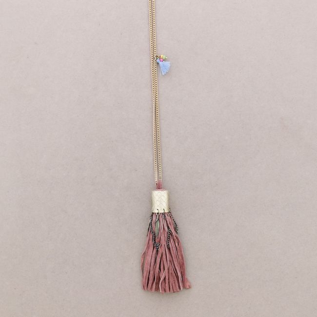 COLLAR LARGO COLG. BORLA CUERO