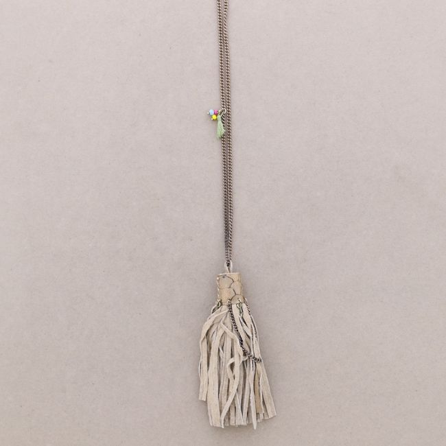 COLLAR LARGO COLG. BORLA CUERO